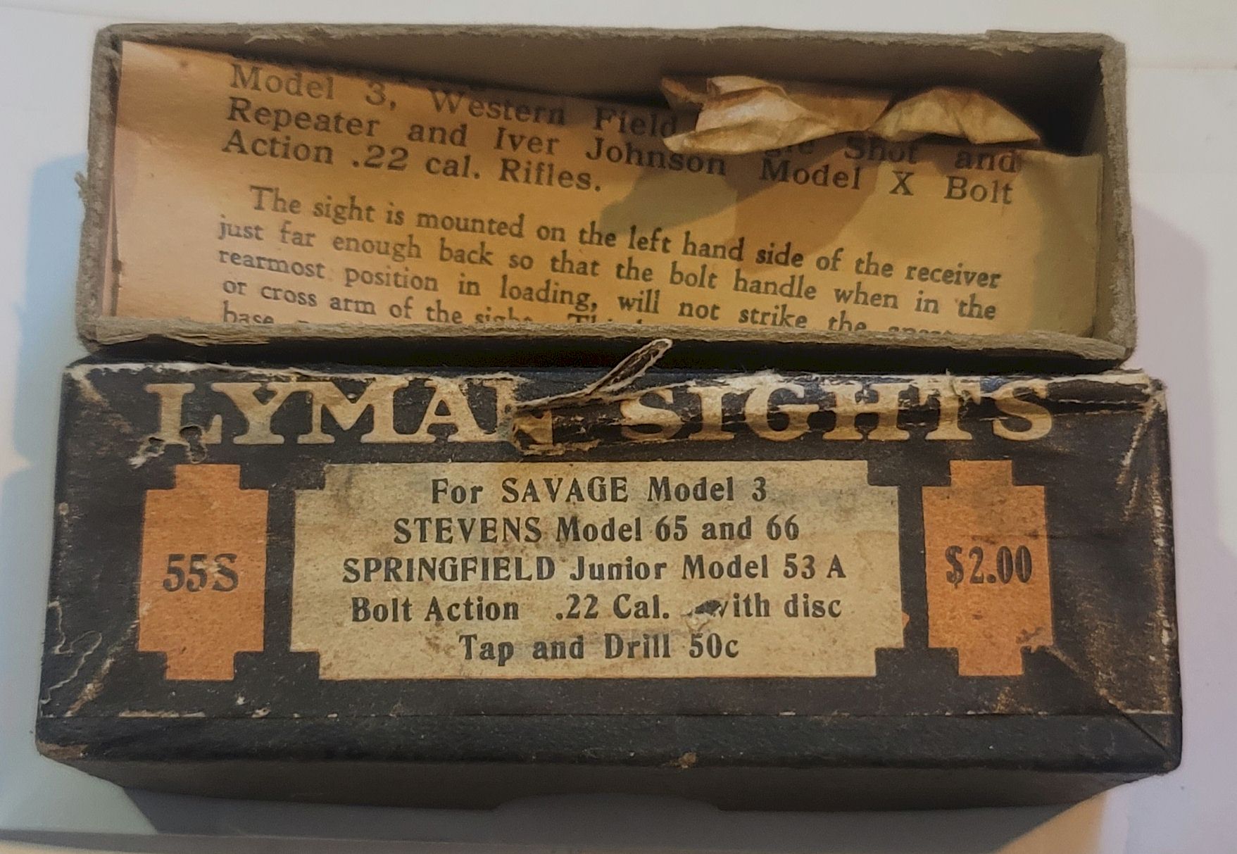 Sight - Rear Tang Lyman No. 55S BOX for a peep sight ORIGINAL