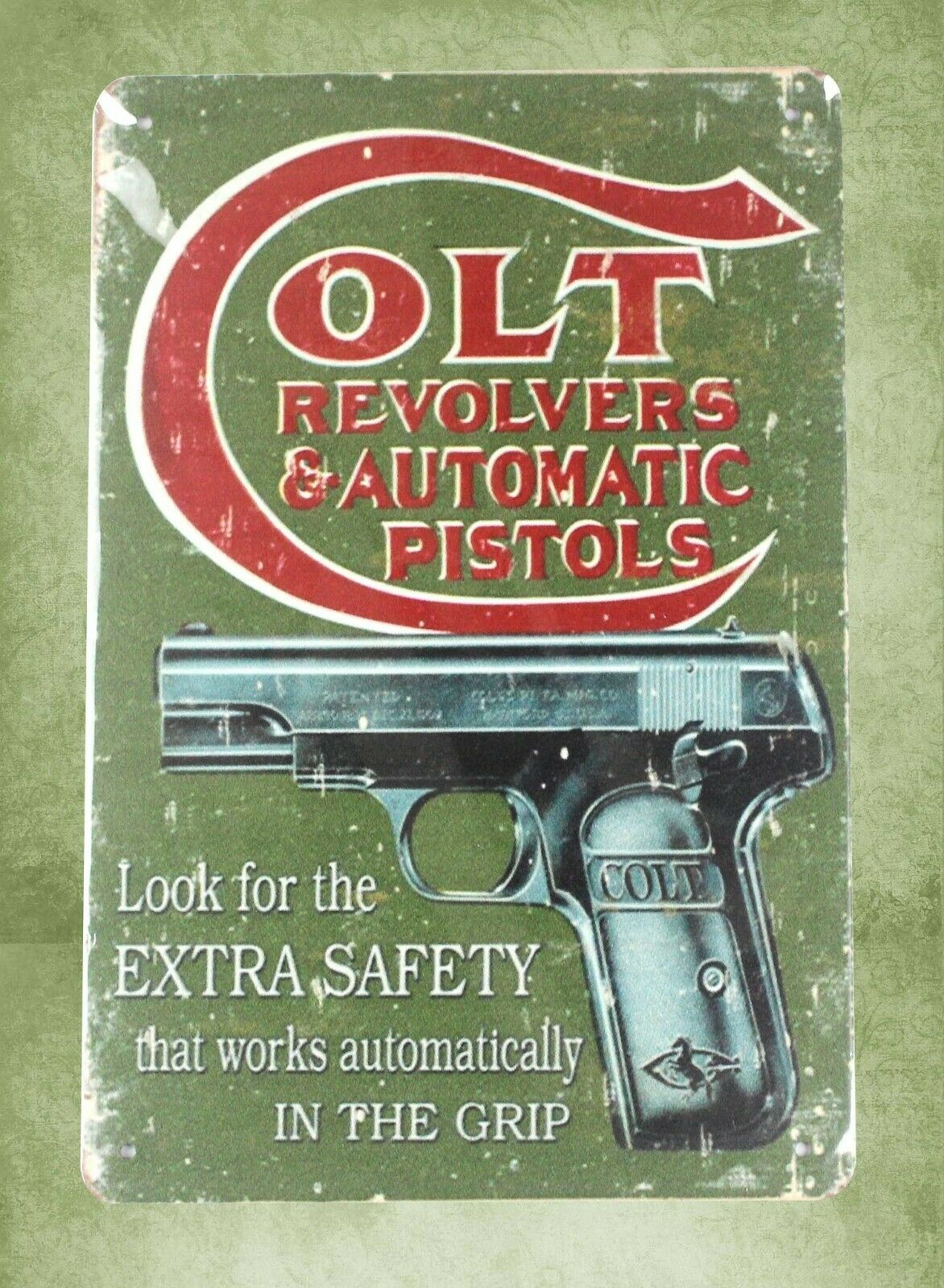 .Colt Pistols antique-style metal sign