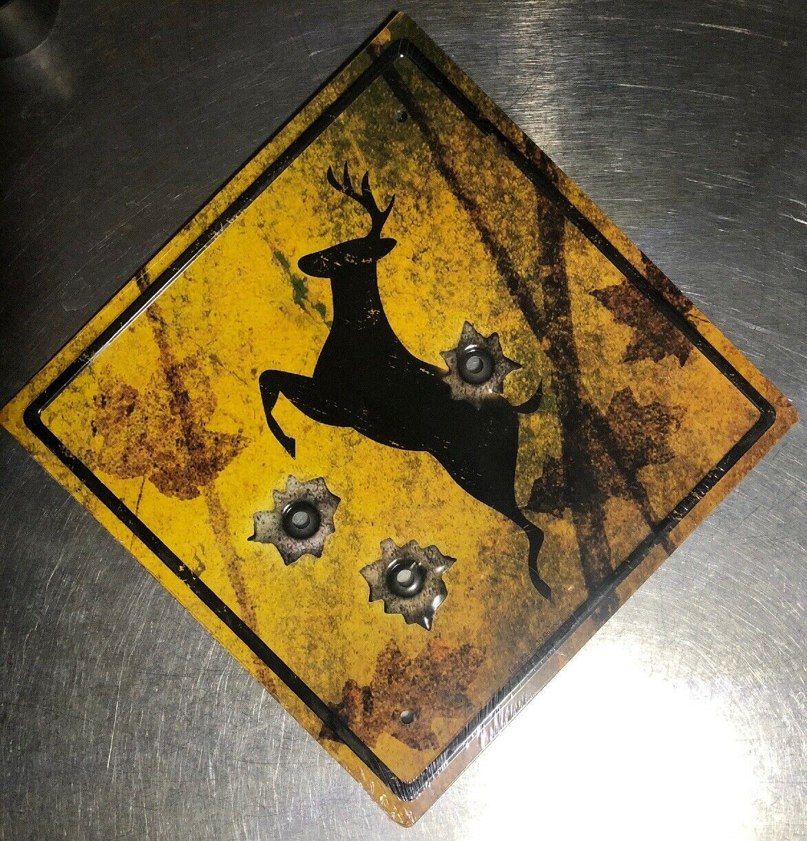 Deer Crossing: Antique style metal sign
