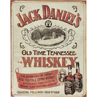 Jack Daniels Old Time Tennessee Whiskey: antique-style metal sign